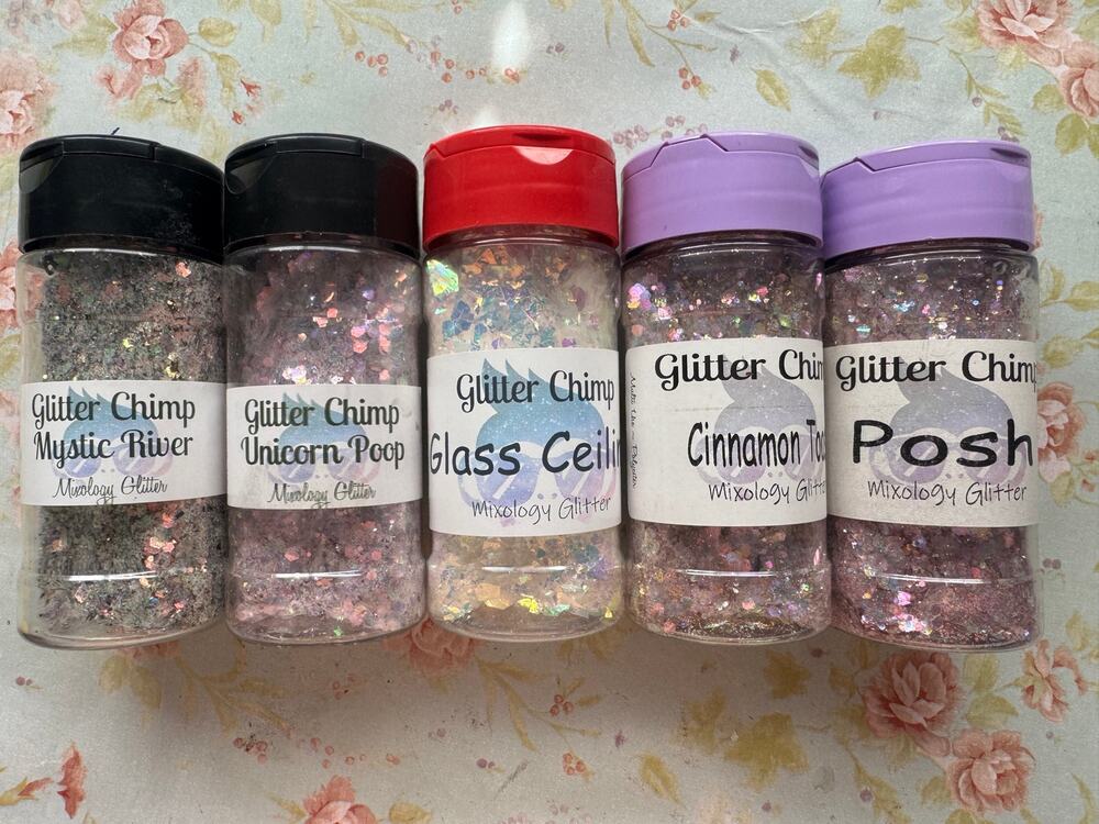 Glitter Chimp Mixology Glitter Lot 5 Bottles Chunky Iridescent Resin Crafts